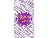 I PHONE 4 COVER Case Geaux Tigers LSU Purple Zebra Print Yellow Gold Football Fans Cell Phone Accessory