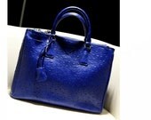 Women Blue Leather Tote Bag-Shopper-computer-Ipad-MacBookBag-Shoulder-Laptop Bag-Handbag- Satchel /Briefcase Bag purse/handbags Bags