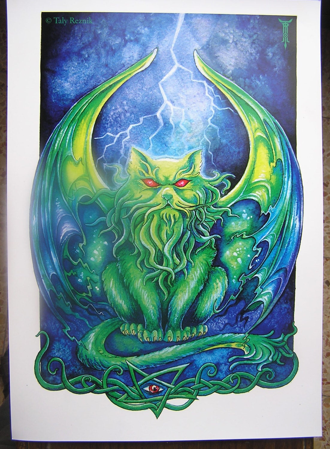 Cathulhu Tentacled Cat Watercolor Painting Print
