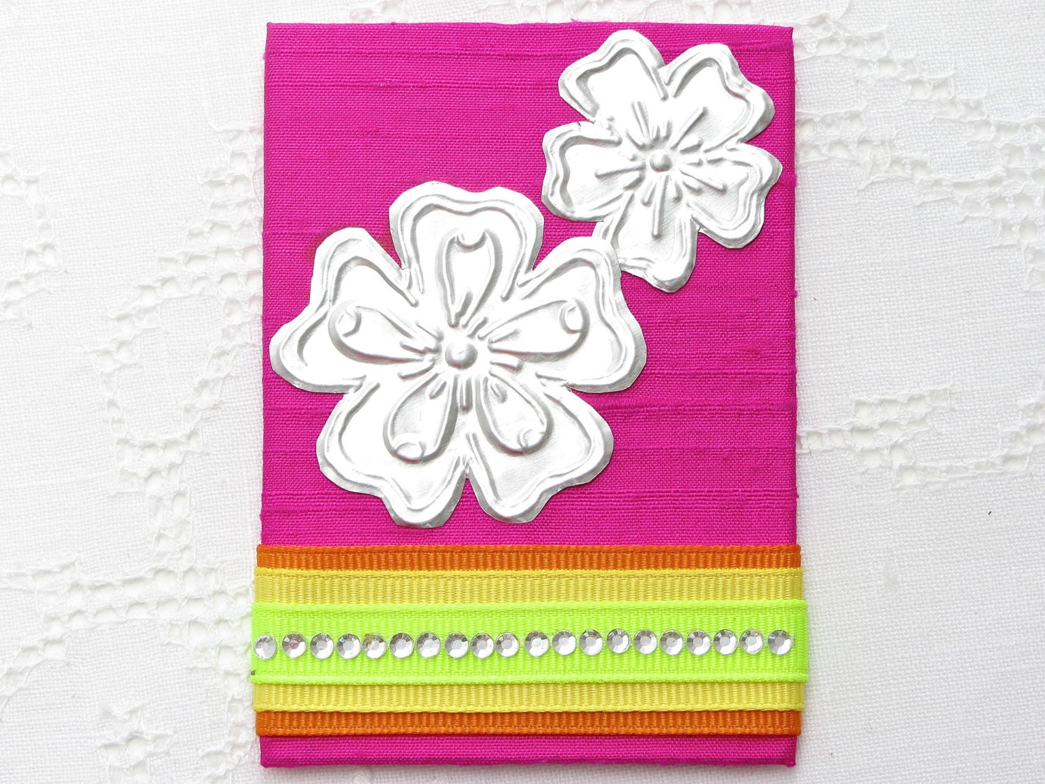 Art Magnet Retro Flowers Hippie Decor Mixed Media ACEO