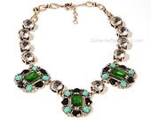 Emerald Necklace ,Statement Necklace,Bib Necklace, Chunky Necklace, Daisy Necklace, (Fn0635)