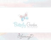 Pastel Butterfly Logo Design, Custom, Premade, OOAK Hand drawn