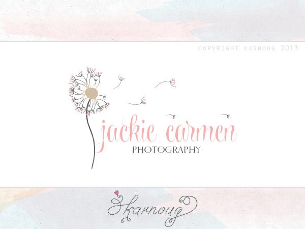 Custom, Premade, Dandelion, Photography Logo Design, hand drawn