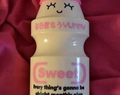kitsch kawaii retro cute yakult shaped plastic money box with cute happy  face