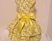 Dog dress,Yellow with Small Flower Print