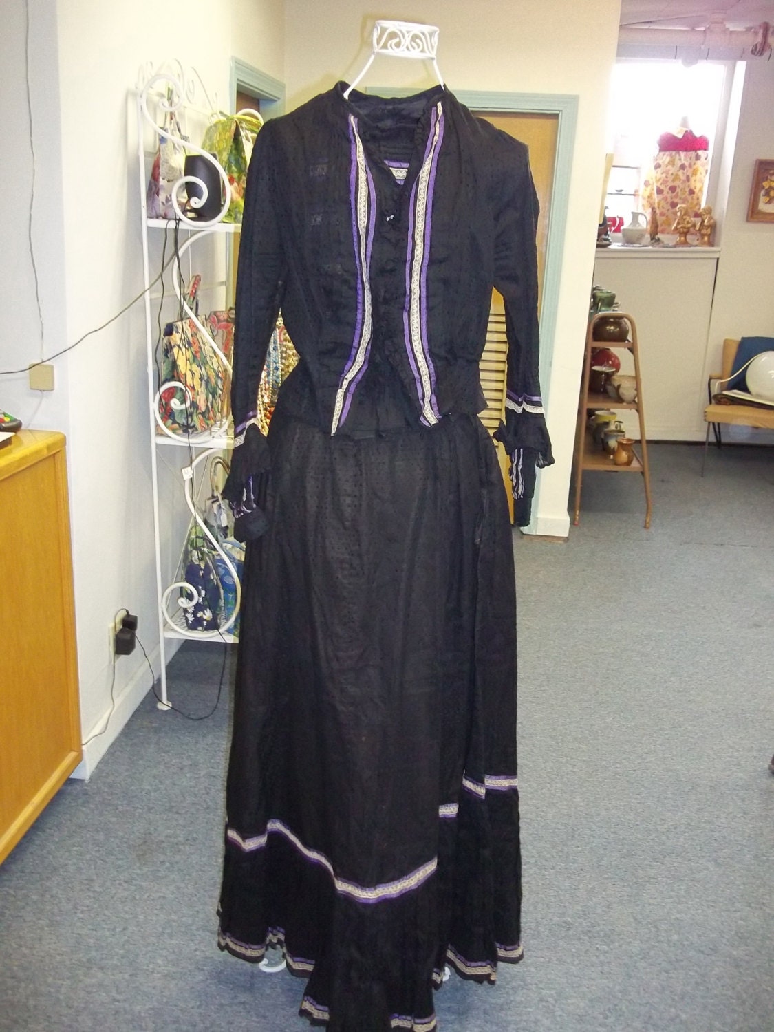 Antique Victorian 1800s 2 piece dress steampunk