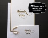 Thank You - Gold Letterpress Greeting Card & Gift Tag 20% OFF SALE
