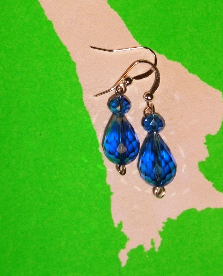 Dark Blue Drop Earrings