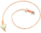 New romantic beaded bookmark in pastel peach with a heart and a butterfly