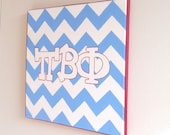 hand painted Pi Beta Phi letters outline with chevron background 12x12 canvas OFFICIAL LICENSED PRODUCT