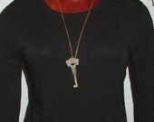 Necklace of Art Deco Art Nouveau Antique Key on Lovely Old Chain Paired by Lenore Salazar