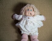 Cabbage Patch Doll, Vintage 1980s, Collectable Doll, Girl Doll, Blue Eyed Doll, Light Brown Hair Doll, Yellow Dress Doll, TKSPRIINGTHINGS
