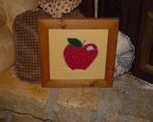 Unique custom framed solid cedar 12x12 apple stitched quilt square oak finish country rustic wall hanging display