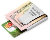 Personalized Matt Silver Color Smart Money Clip Card Holder - Free Engraving