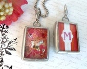 INITIAL LETTER M SILVER, Soldered Pendant (xs), and Bead Chain Necklace, Double-Sided, Both Sides Shown