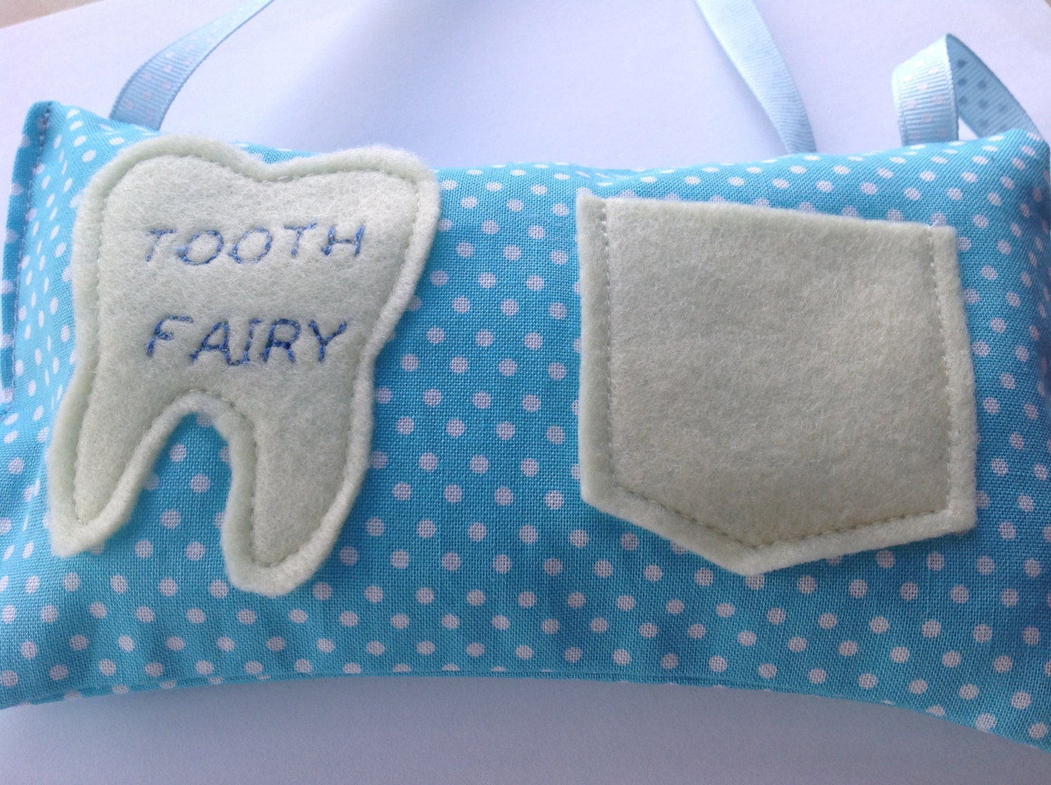 Boys Tooth Fairy Pillow - Blue Polka Dot