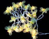 20pcs Yellow Handmade Dragonfly String Lights Wedding Home Decor Fancy Christmas