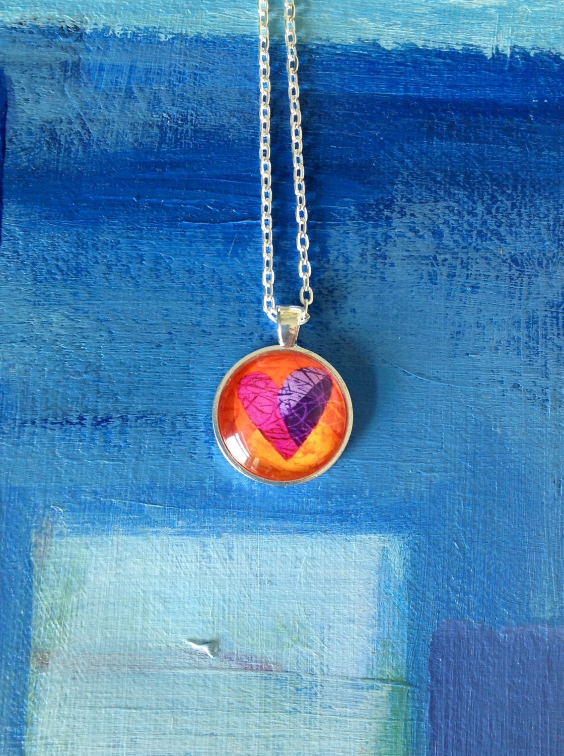 Hearts of Violet Round Pendant