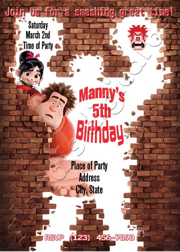 Wreck It Ralph Party Invitation by gloriasdigicards on Etsy Il_570xn