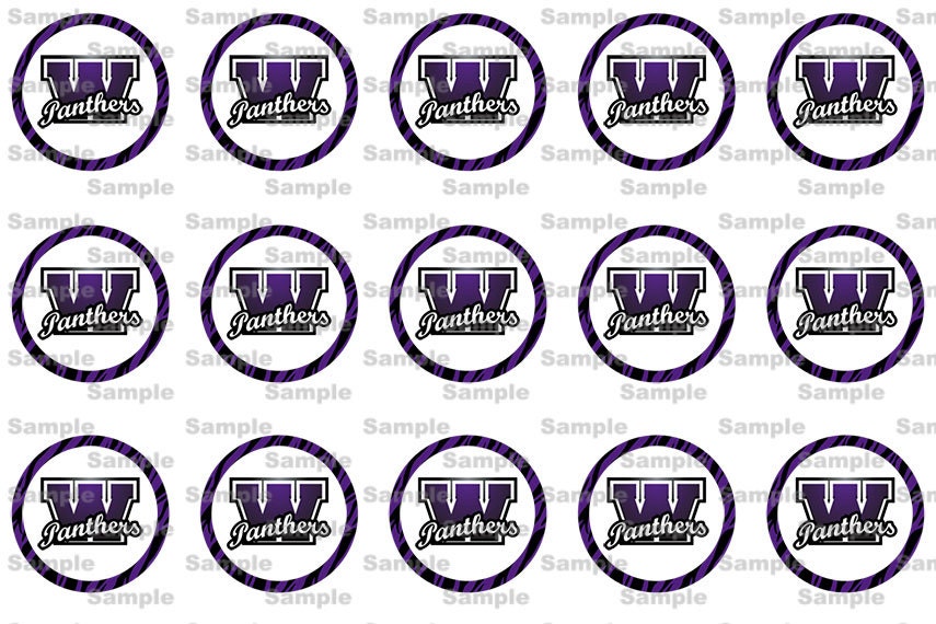 Panther Mascot Themed -- 1 inch circle 4x6 Digital Bottle Cap Collage -- INSTANT DOWNLOAD Il_570xn