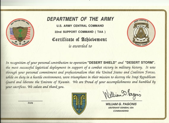 us-army-certificate-of-achievement-by-vintagepostexchange-on-etsy