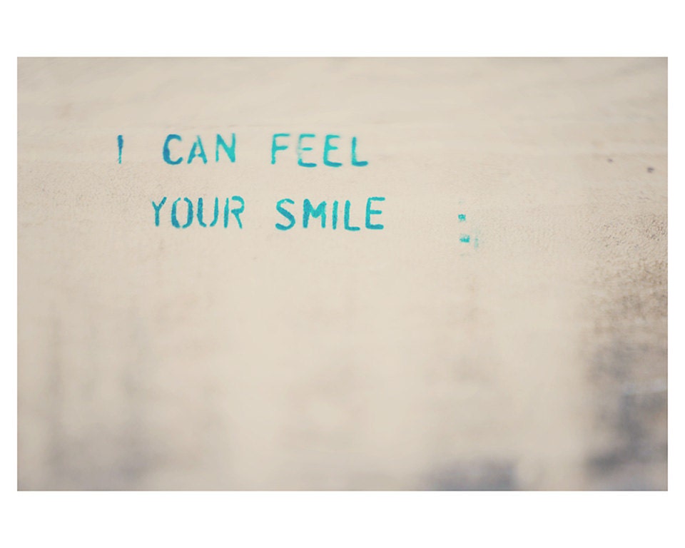 wall graffiti nursery wall art photo print - whimsical fine art color photography, blue, teal, aqua, mint, smile - 10x8