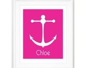 Personalized Nautical Nursery Print, Personalized Nautical Print, Custom Baby Shower Gift,Personalized Name Print, Grey , Anchor Print  8x10