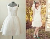 Swiss Dot Short Wedding Dress - Size Large