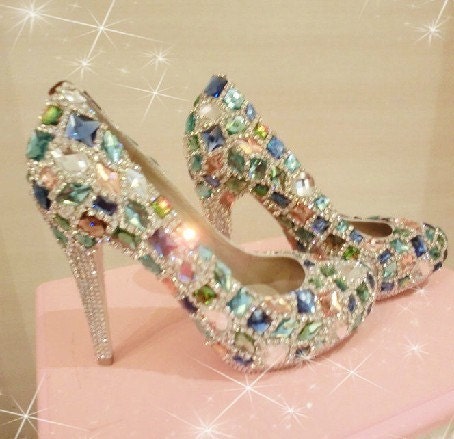 Sparkly Bridal shoes Bling   Swarovski Crystal Wedding Shoes,party shoes,Bridal Shoes, high-heeled shoesbling shoes diamond shoes