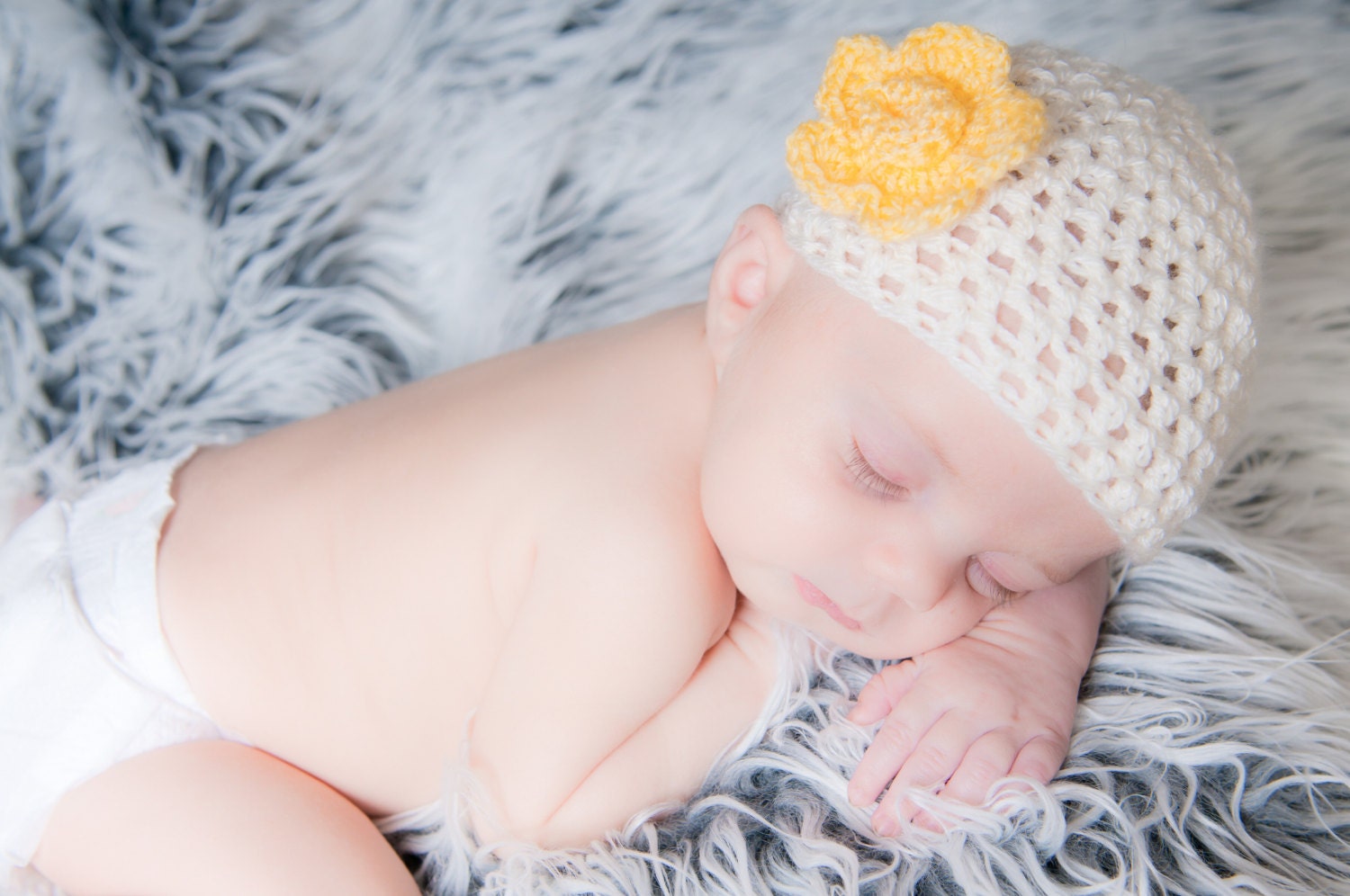 Baby Girl Newborn Spring hat Daffodil Summer Hat crochet  Flower Beanie Hat Photo Prop Hat