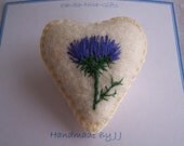 Handmade Heart Cream Scottish Thistle Brooch