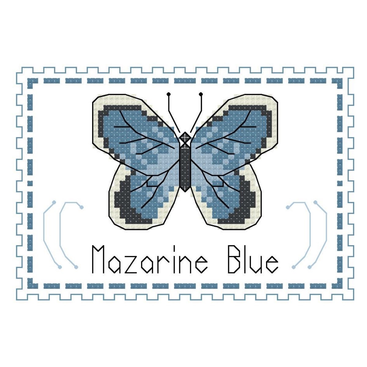 Mazarine Blue Butterfly Cross Stitch Pattern PDF