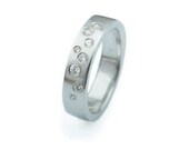 Titanium Stardust Wedding Band. Wedding Ring with Diamonds. Flush set diamond ring. Diamond wedding band. Random set.