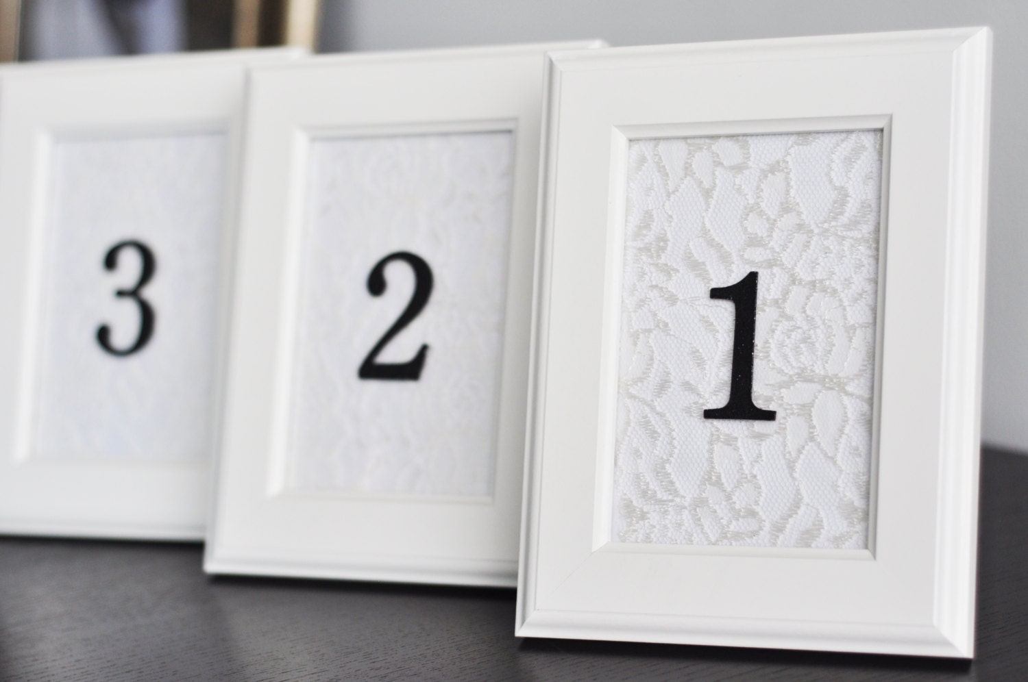 Framed Table Numbers: Lace & Glitter