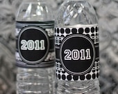 Graduation Black and White Party BEVERAGE BOTTLE WRAPPER - The Celebration Shoppe