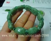 Free Shipping -  good luck Handcrafted  Green jadeite jade  beaded Turtle shell beads Bracelet - adjustable string