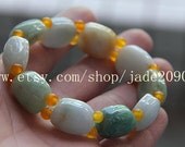 Free Shipping -  good luck Handcrafted  genuine  Green jadeite jade  beaded Turtle shell beads Bracelet - adjustable string