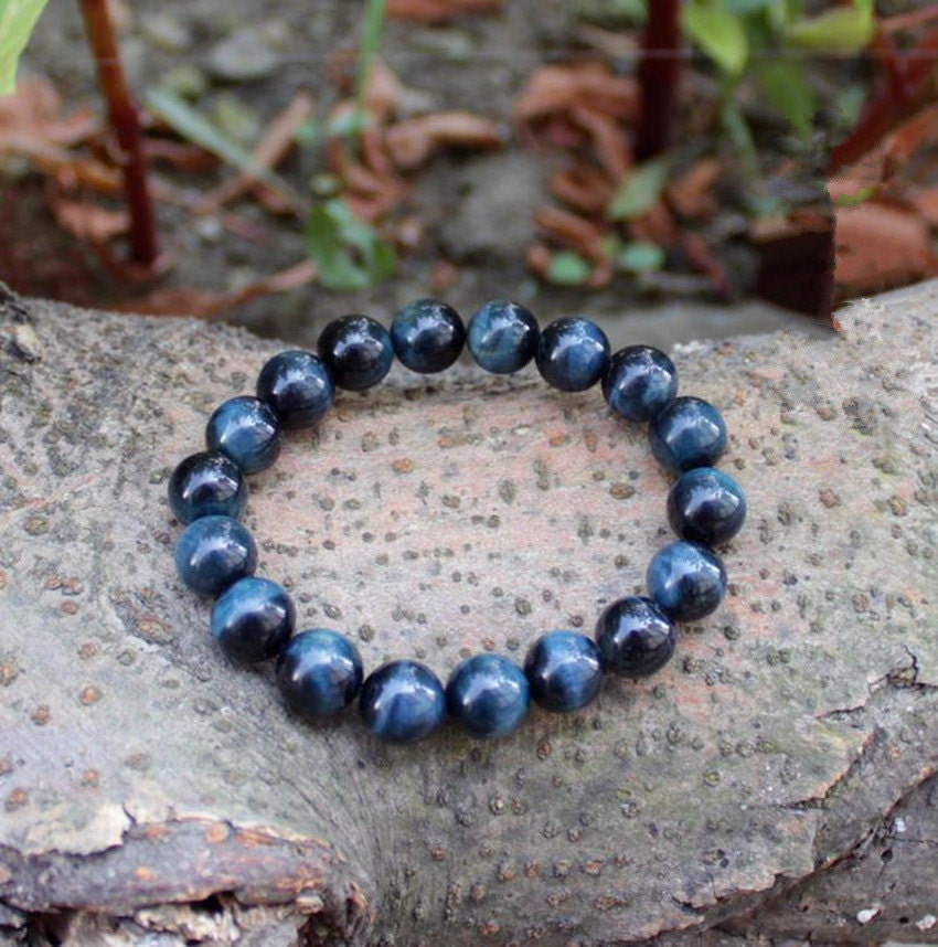 Free shupping - rosary bracelet handmade Natural Blue Tiger eye Meditation Yoga Natural blue tiger eye stone charm beaded rosary Bracelet