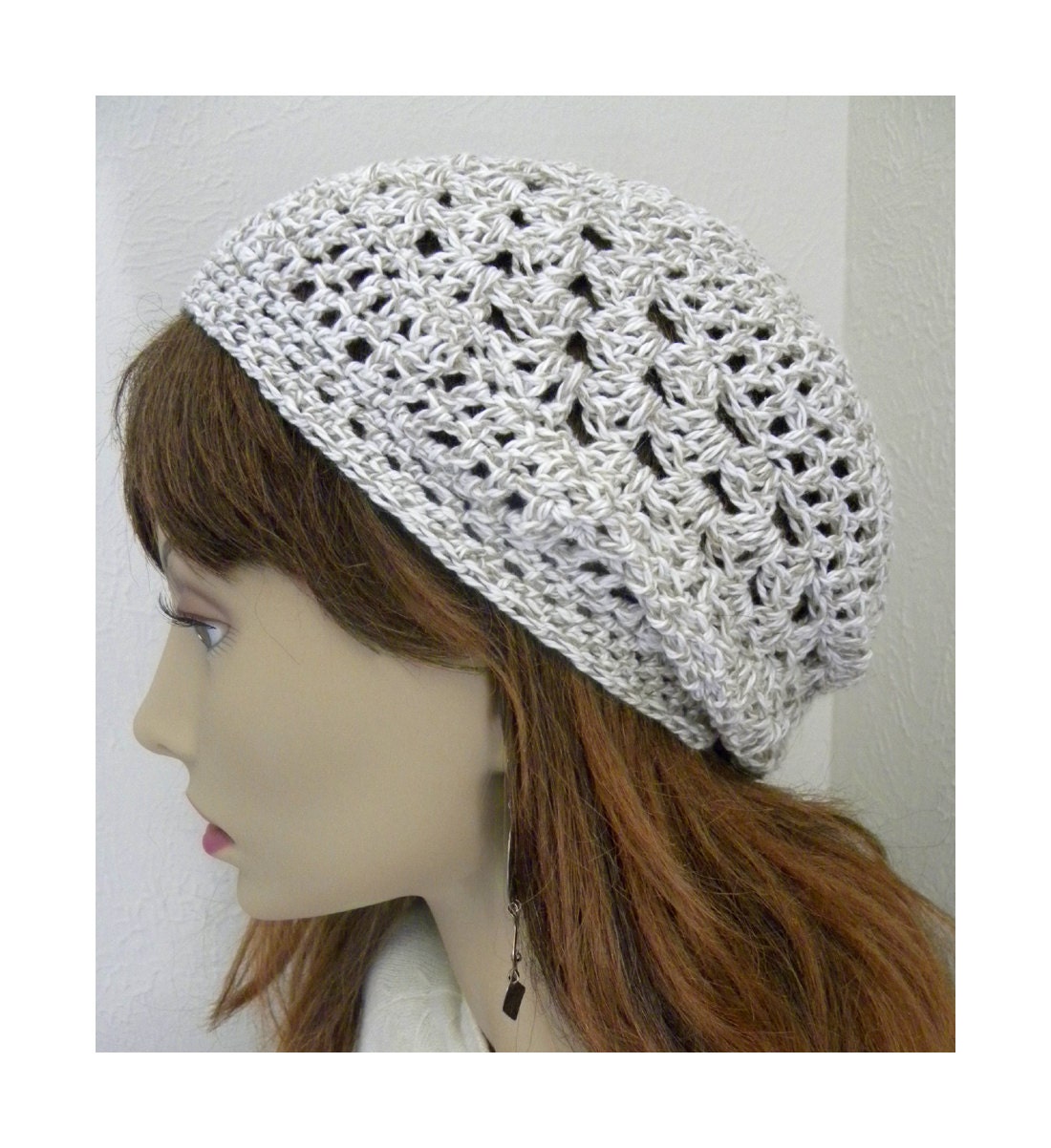 Pretty shell colored  Bohemian Chic Hand Crocheted  Hat  cotton blend womens teens  fashion accessories
