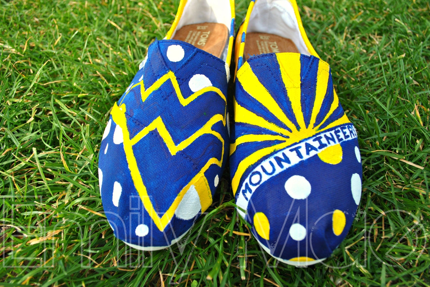 Custom, Hand Painted, Made-to-Order TOMS: West Virginia University Mountaineers
