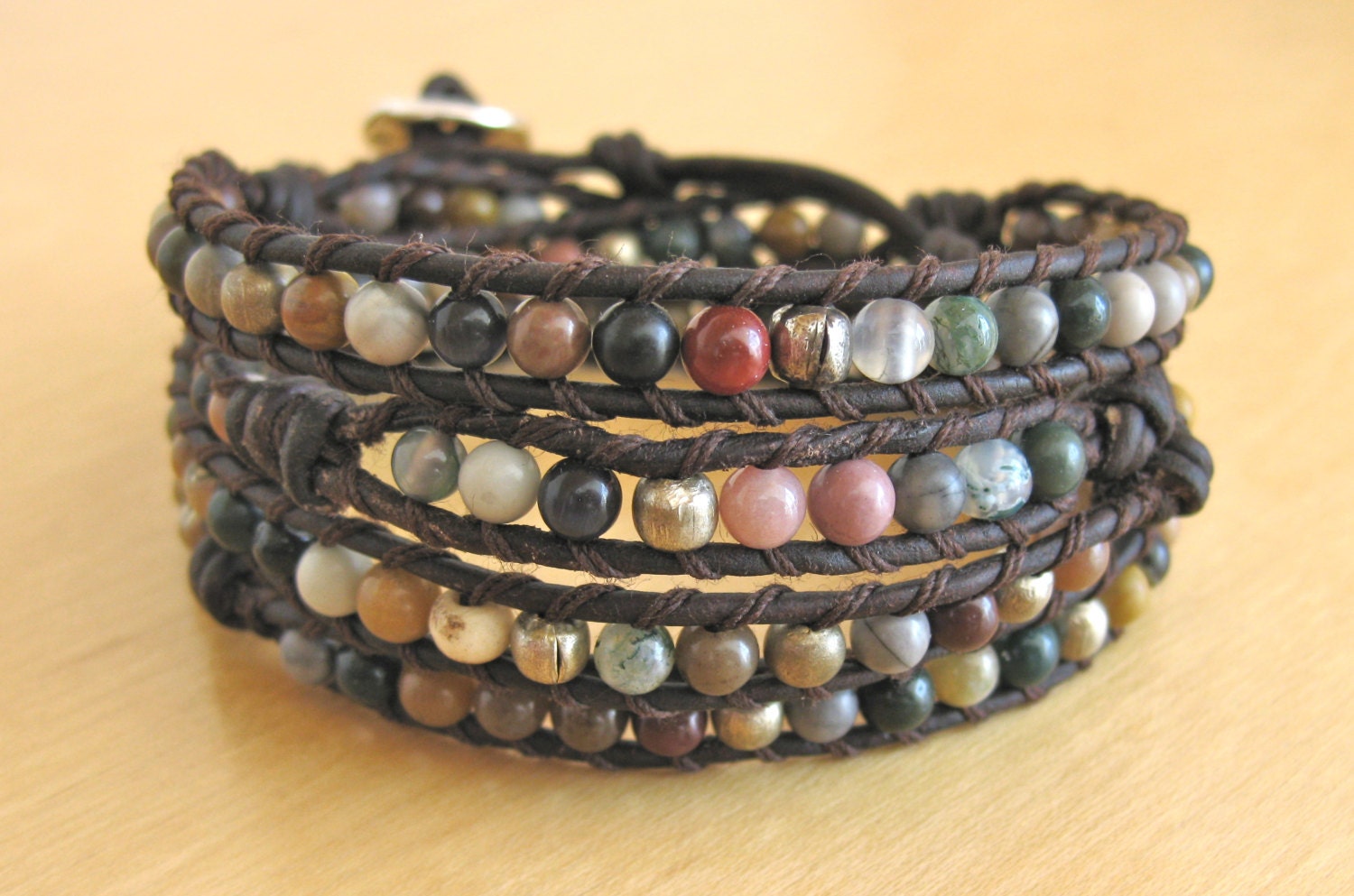 Earthy Gemstone Mix Wrap Bracelet