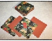 Thirty (30) Handmade Asian Themed Japanese Washi Paper/ Metallic back Scalloped-edged Tags
