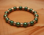 FREE SHIP Silver Bead Spacer Glass Pearl Purple Teal Coral Stretch Bracelet Single Stack or Layered: Artistic Metal, Button and Bead Jewelry