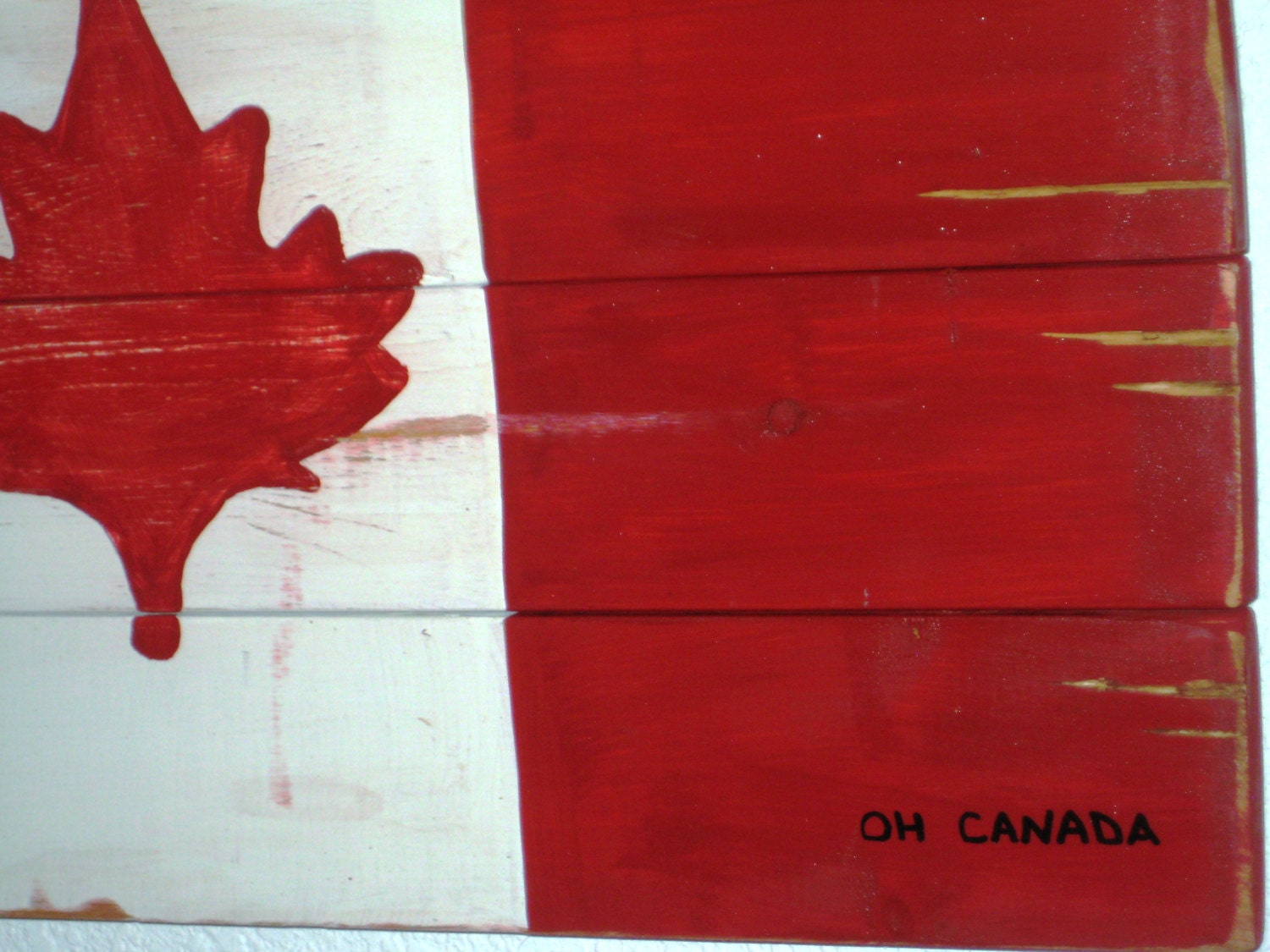 Reclaimed Wood Flag, Canadian Maple Leaf, Wooden Wall Hanging, Handmade Canada Flag Red and White, Salvaged Wood Art, Wood Wall Art