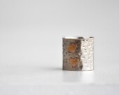 Metal adjustable ring. Alpaca metal ring, copper hearts. Made to order item