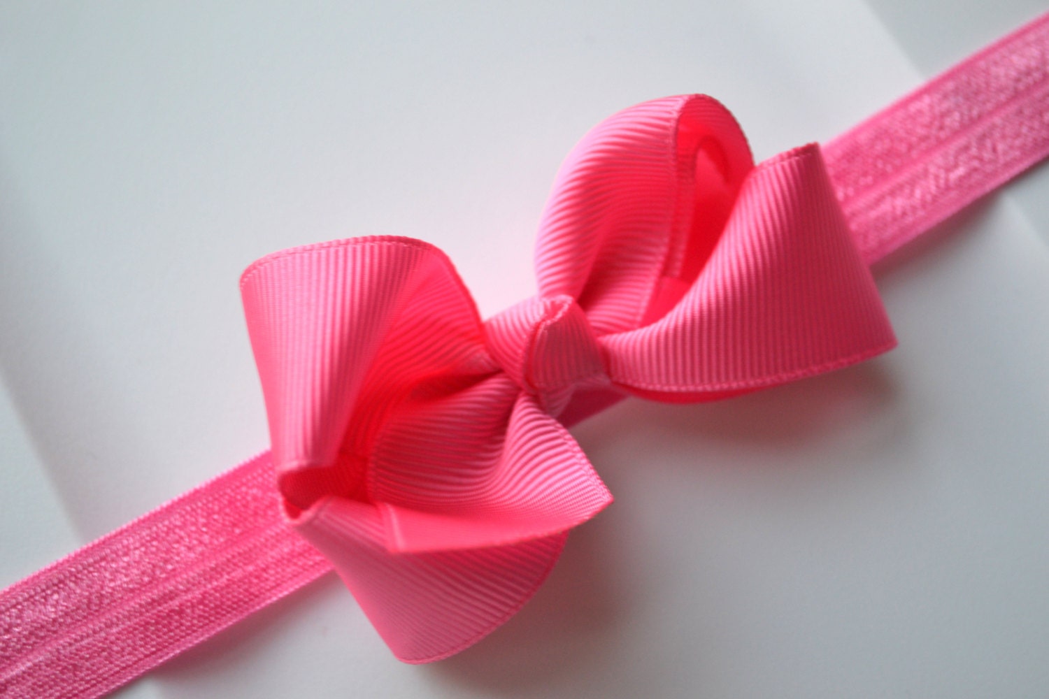 15% off Pink Bow Headband, for Newborn to Toddler. Newborn Photo prop, First birthday headband. Easter Headband.