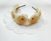 Vintage Rose lace and Pearl flower headband ...Bride bridesmaid