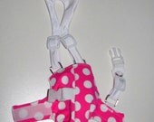 S White/Hot Pink Polka Dots REMNANT Open-Tail  Diaper Harness, for pet Ducks, Geese, and Chickens