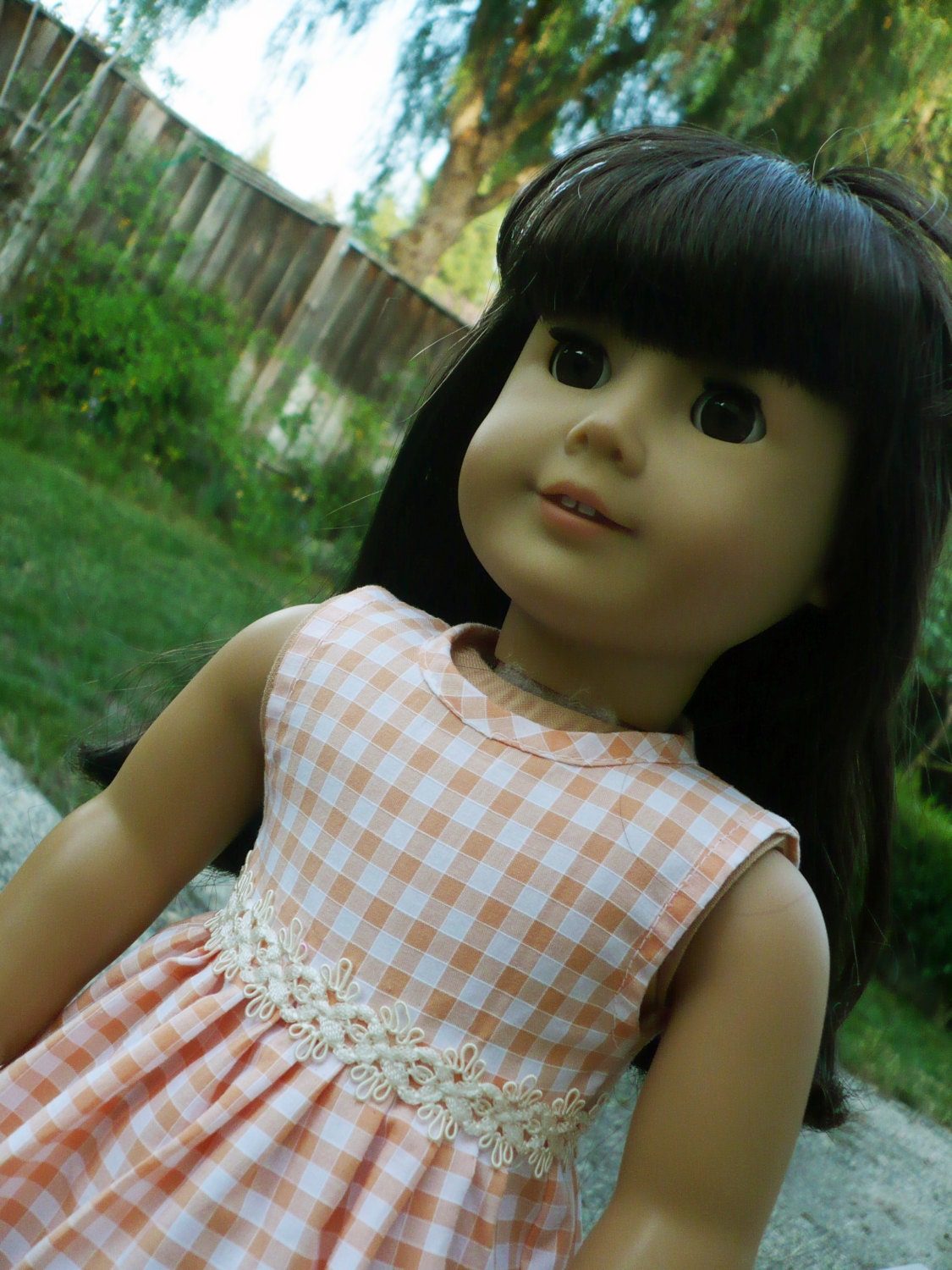 american girl doll clothes/ handmade/ easter dress/ spring dress/ orange dress