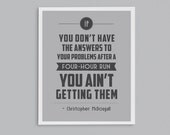 11x14 Running Answers Problems Retro Print - Marathon Training Fitness Inspirational Exercise Quote